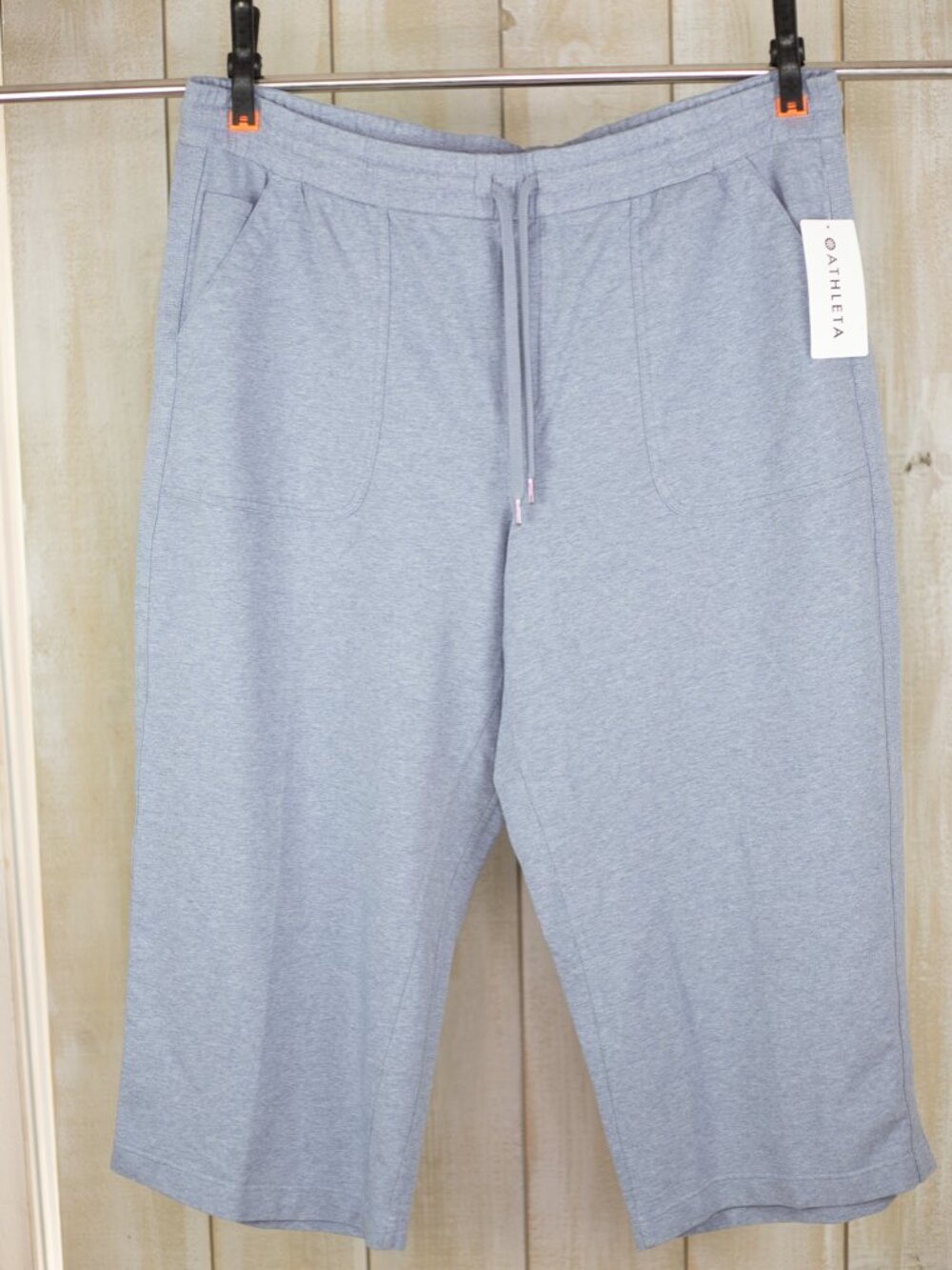 NWT Athleta Farallon Heathered Wide Leg Crop Pants Blue Cotton Blend Size 24